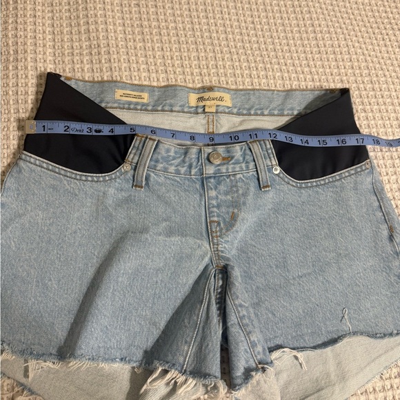 Madewell Maternity Light Blue Denim Jean Shorts with Navy Accents size 27 - Picture 7 of 13